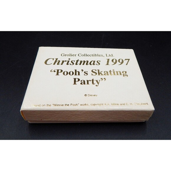 Disney Ornament Pooh's Skating Party 1997 Winnie Tigger Disk Grolier Collectible - Picture 4 of 4